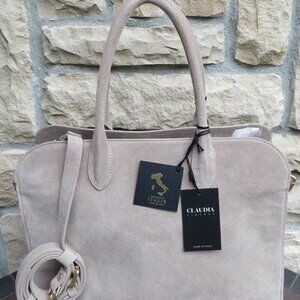 Claudia Firenze Women's NWT Anna Lou Suede Tote - Taupe